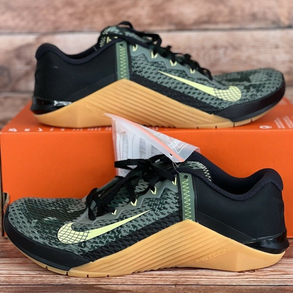 Nike Metcon 6 Training Weightlifting Athletic Shoes Mens Black Green CK9388-032